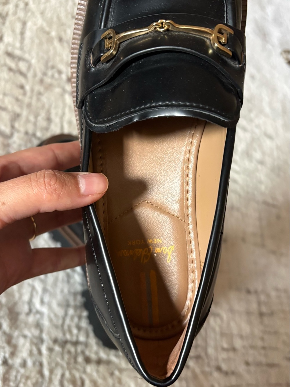 Sam Edelman chunky Black Leather Loafers with Gold Bit - Picture 4 of 5